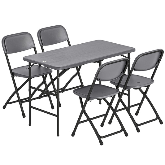 Outsunny Conjunto De Mesa Y Sillas Jardín Plegable 5 Piezas Con Mesa Ajustable_0