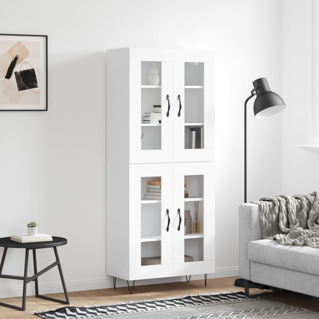 Aparador Alto Madera Contrachapada Blanco 69,5x34x180 Cm_0