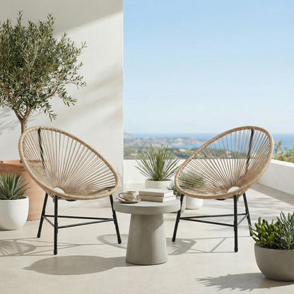 Outsunny Conjunto De 2 Sillas Acapulco De Jardín De Ratán Sintético Natural_3