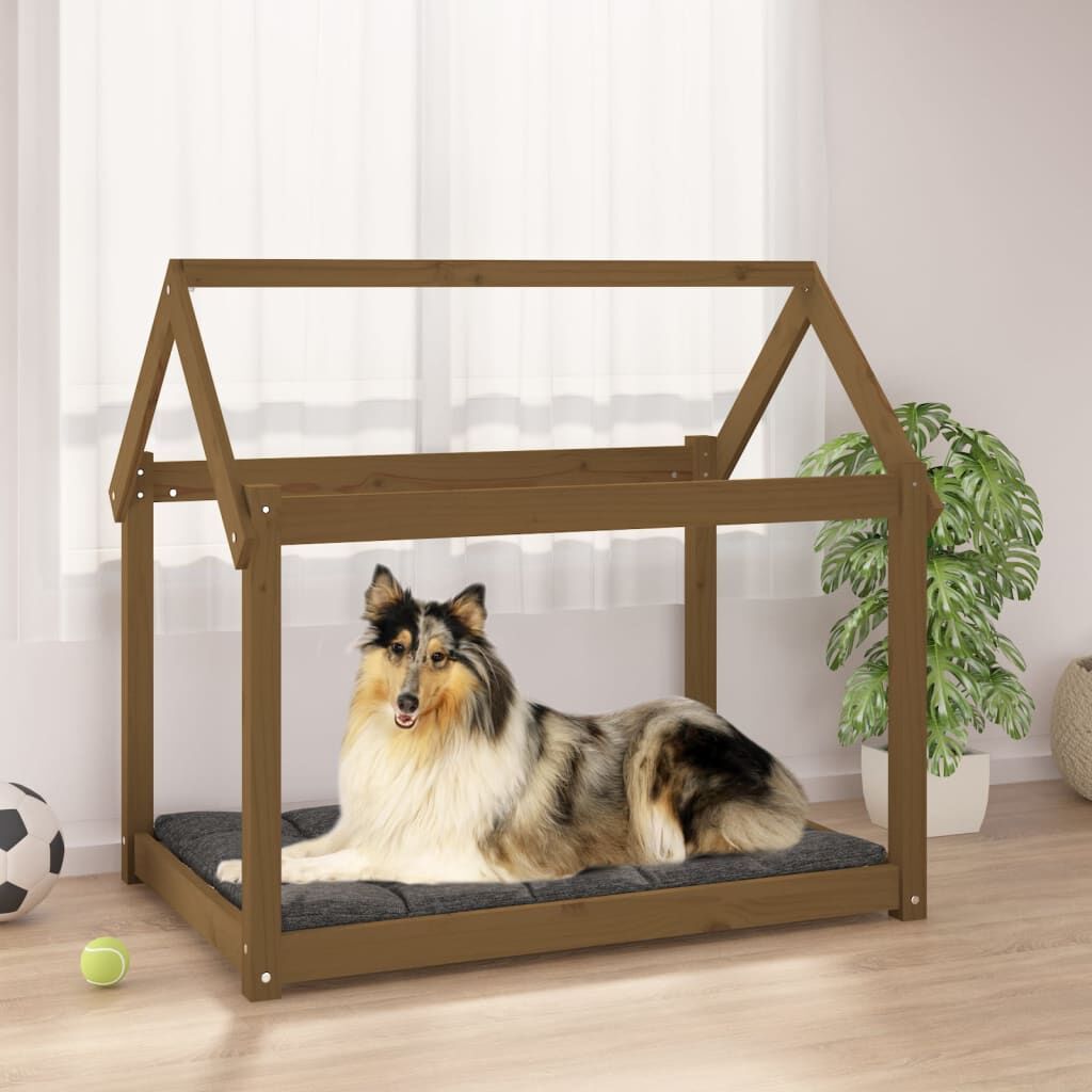 Vidaxl Cama Para Perros Madera Maciza Pino Marrón Miel 101x70x90 Cm_1