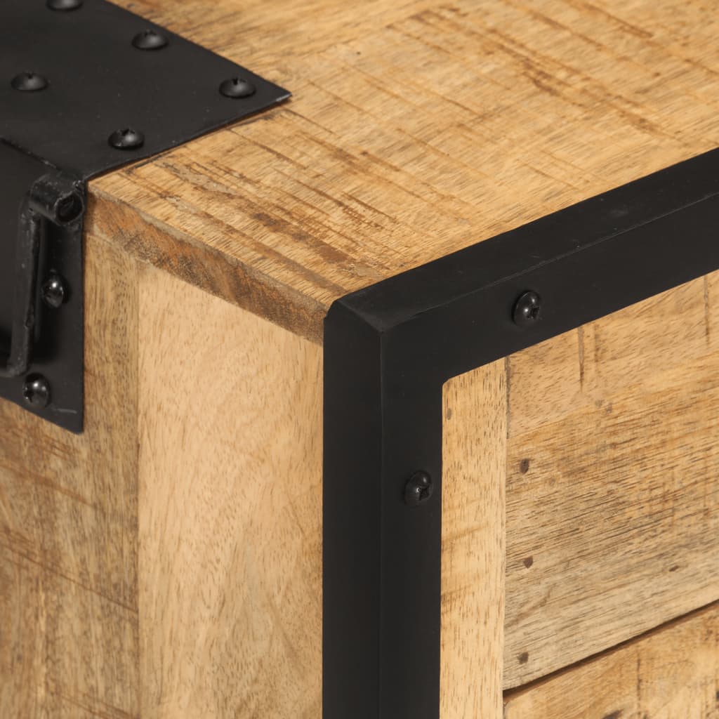 Mesita De Noche Madera Maciza De Mango Sin Tratar 43x30x51 Cm_4