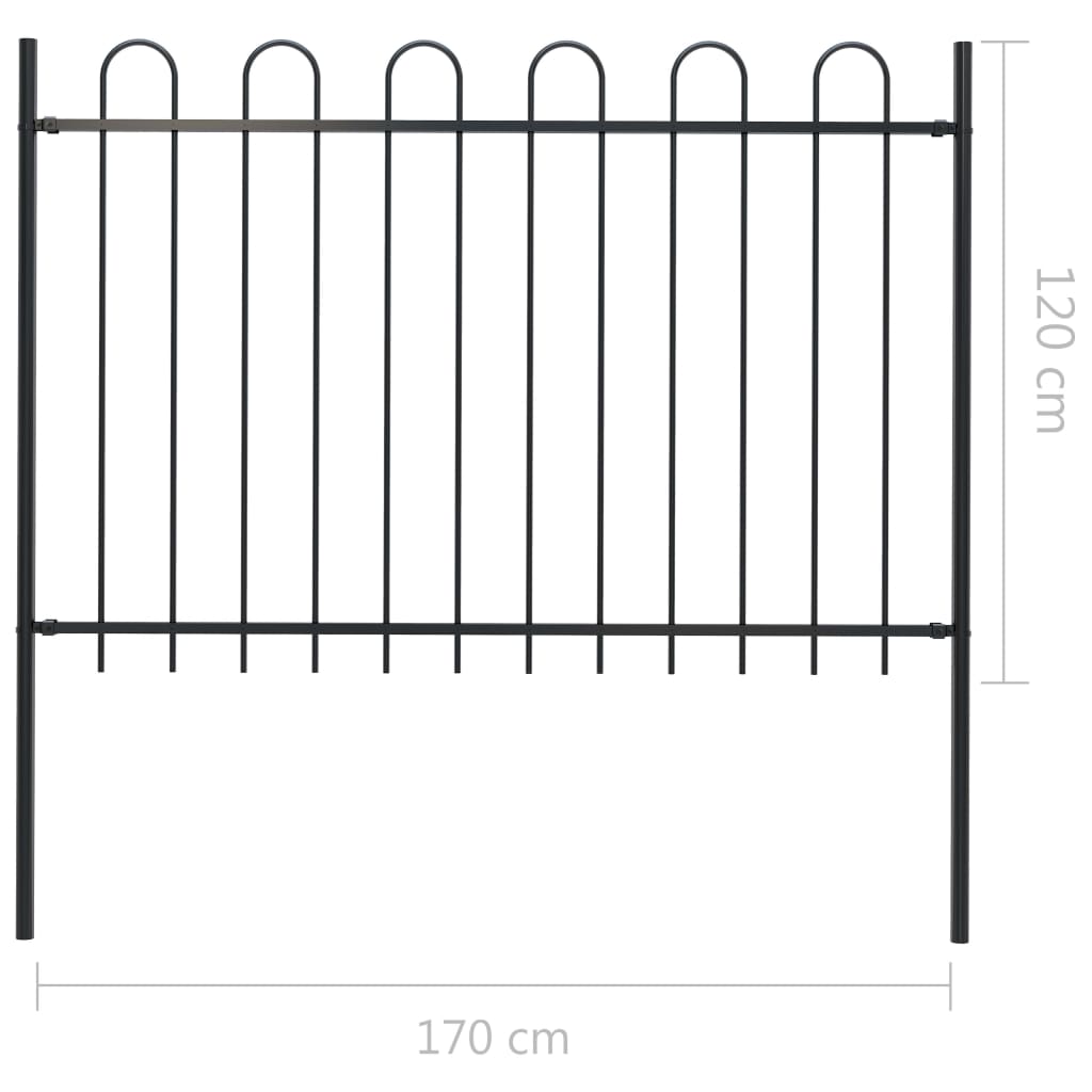 Valla De Jardín Con Puntas De Aro Acero Negro 1,7 M / Vetonek_1