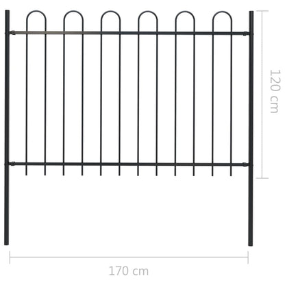 Valla De Jardín Con Puntas De Aro Acero Negro 1,7 M / Vetonek_1