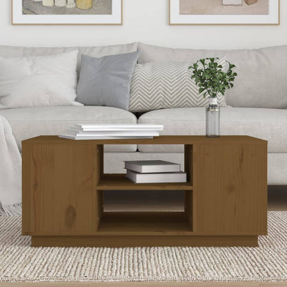 Mesa De Centro Madera Maciza De Pino Marrón Miel 90x49x40,5 Cm_1