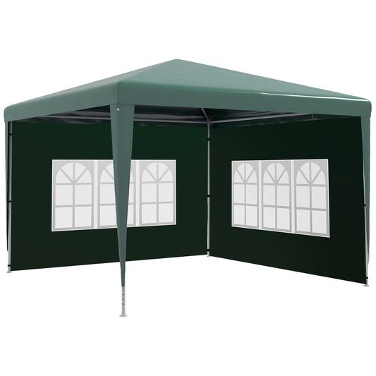 Outsunny Conjunto De 1 Carpa De Jardín 3x3 M Y 2 Paredes Laterales 3x2 M Verde_0
