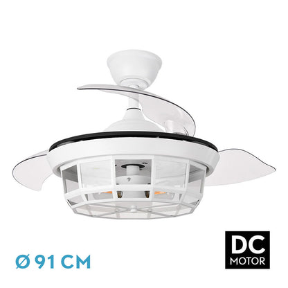 Ventilador Dc Tornado Blanco 3xe27 91d 3aspas Desplegables 6velocidades C/remoto Y Temporizador_0