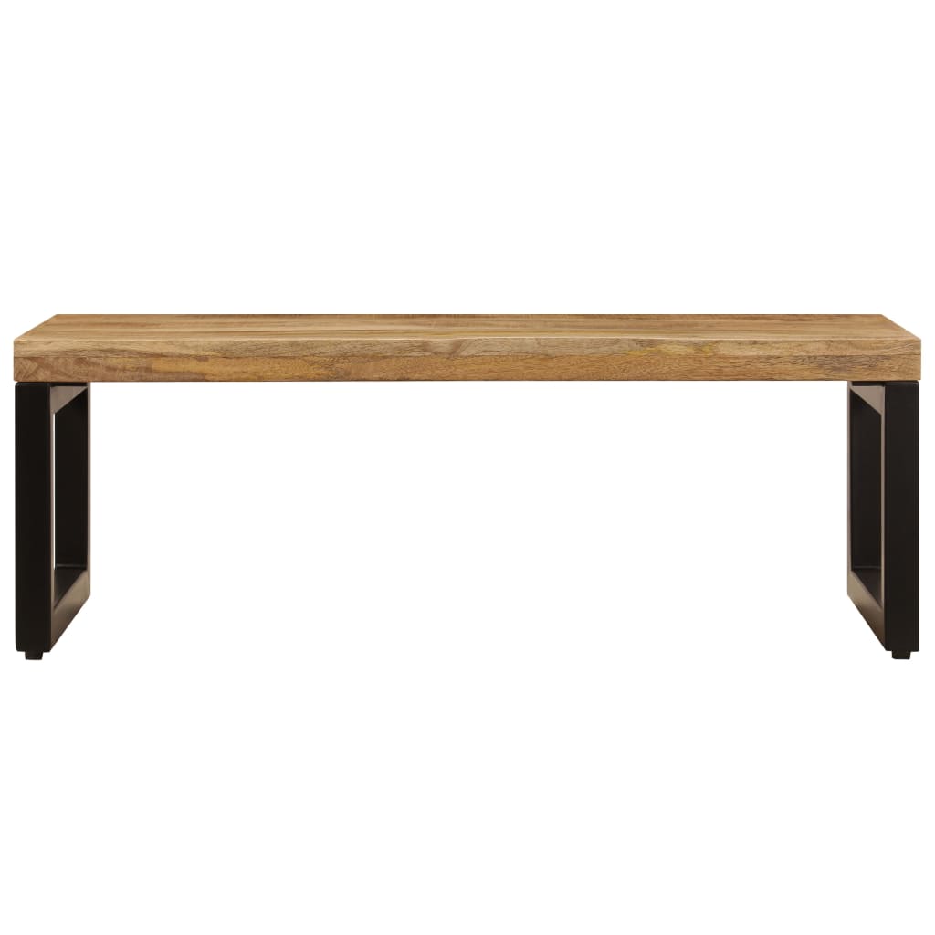 Mesa De Centro Madera Maciza De Mango Y Acero 100x50x35 Cm_1