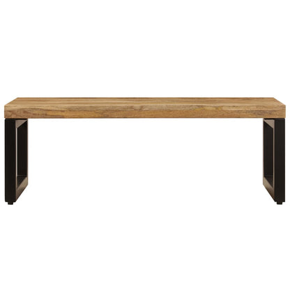 Mesa De Centro Madera Maciza De Mango Y Acero 100x50x35 Cm_1