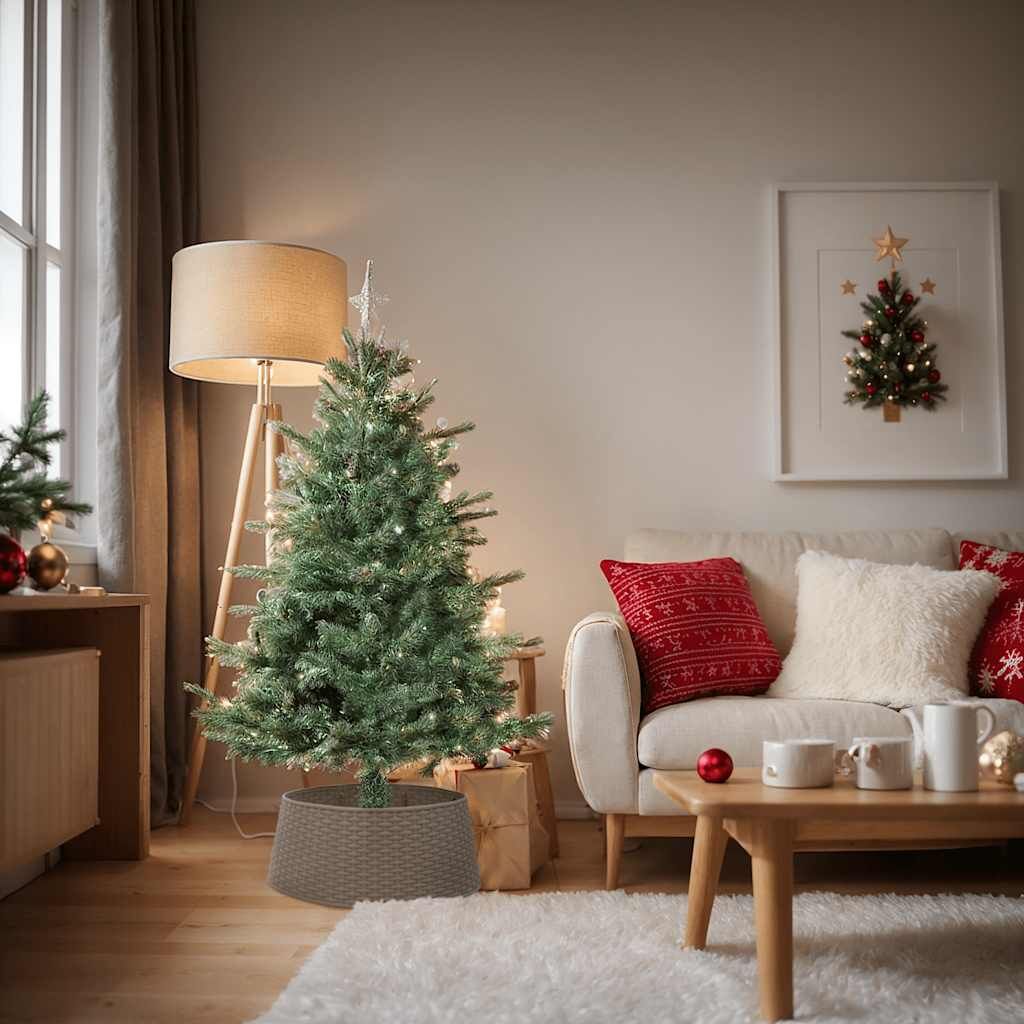 Vidaxl Falda Del Árbol De Navidad Plástico Marrón Ø65x23 Cm_1