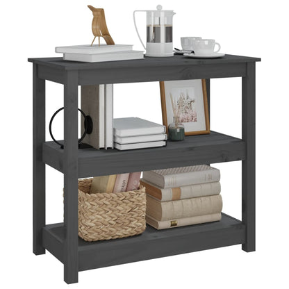 Mesa Consola De Madera Maciza De Pino Gris 80x40x74 Cm_2