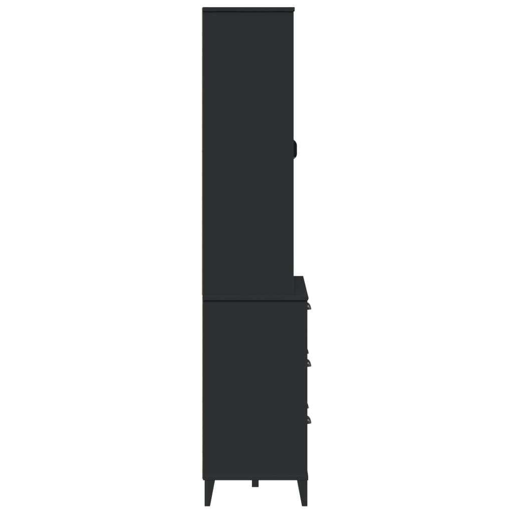 Aparador Alto Viken Madera Maciza De Pino Negro 80x40x190 Cm / Vetonek_1