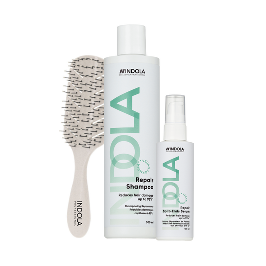 Indola Pack Reparación Y Hidratación – Champú + Tratamiento Puntas Abiertas Profesional – 300ml + 100ml_0
