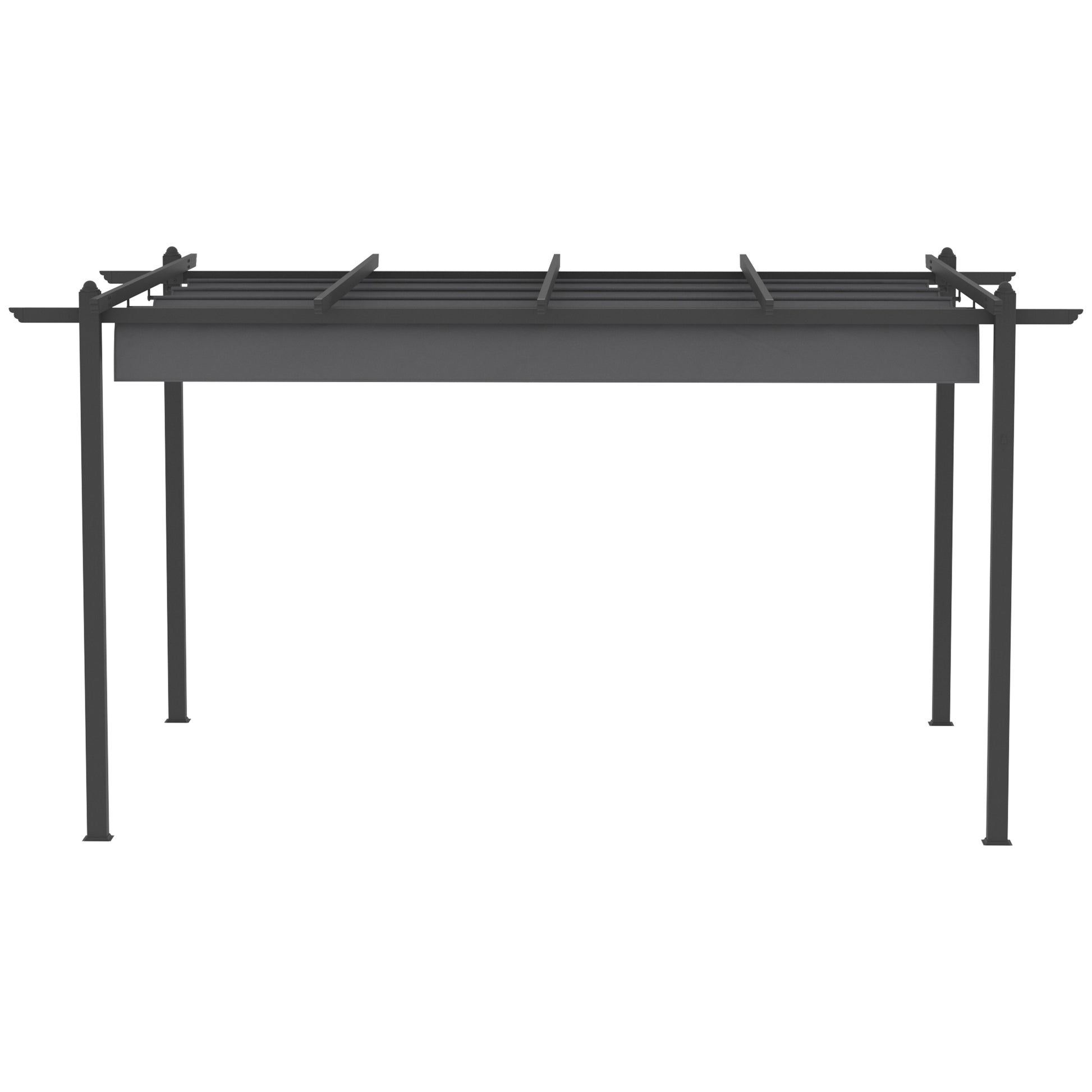 Outsunny Pérgola De Jardín 4x3 M Con Techo Retráctil Y Marco De Aluminio Gris_4