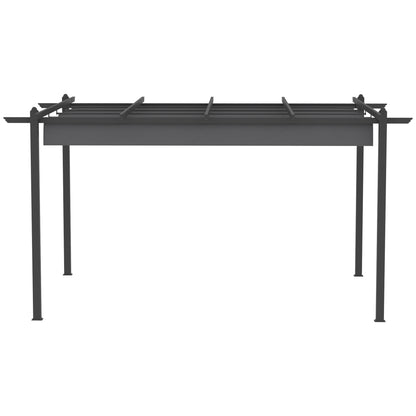 Outsunny Pérgola De Jardín 4x3 M Con Techo Retráctil Y Marco De Aluminio Gris_4