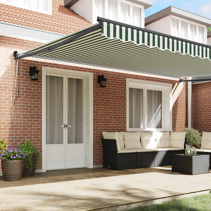 Toldo Retráctil Verde Y Blanco 500 X 300 Cm Poliéster Y Metal_2