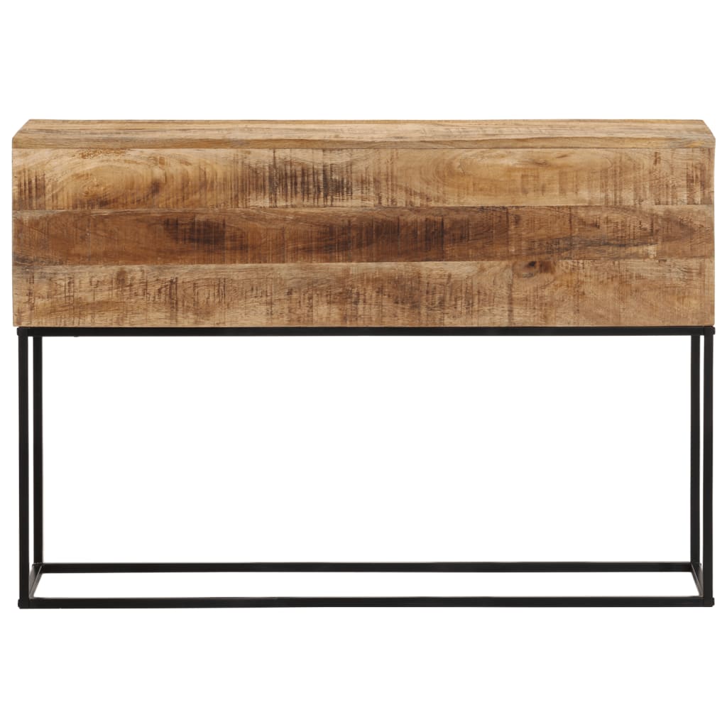 Mesa Consola Madera Maciza Mango Rugosa Y Hierro 110x30x75 Cm_0