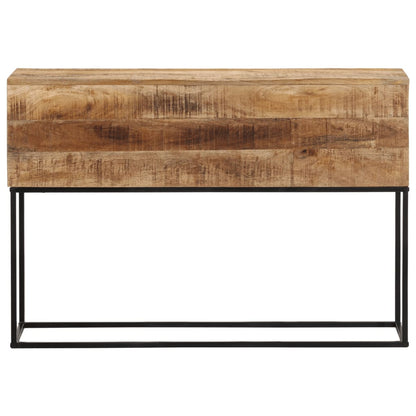 Mesa Consola Madera Maciza Mango Rugosa Y Hierro 110x30x75 Cm_0