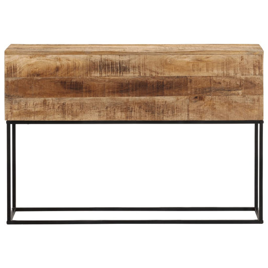 Mesa Consola Madera Maciza Mango Rugosa Y Hierro 110x30x75 Cm_0