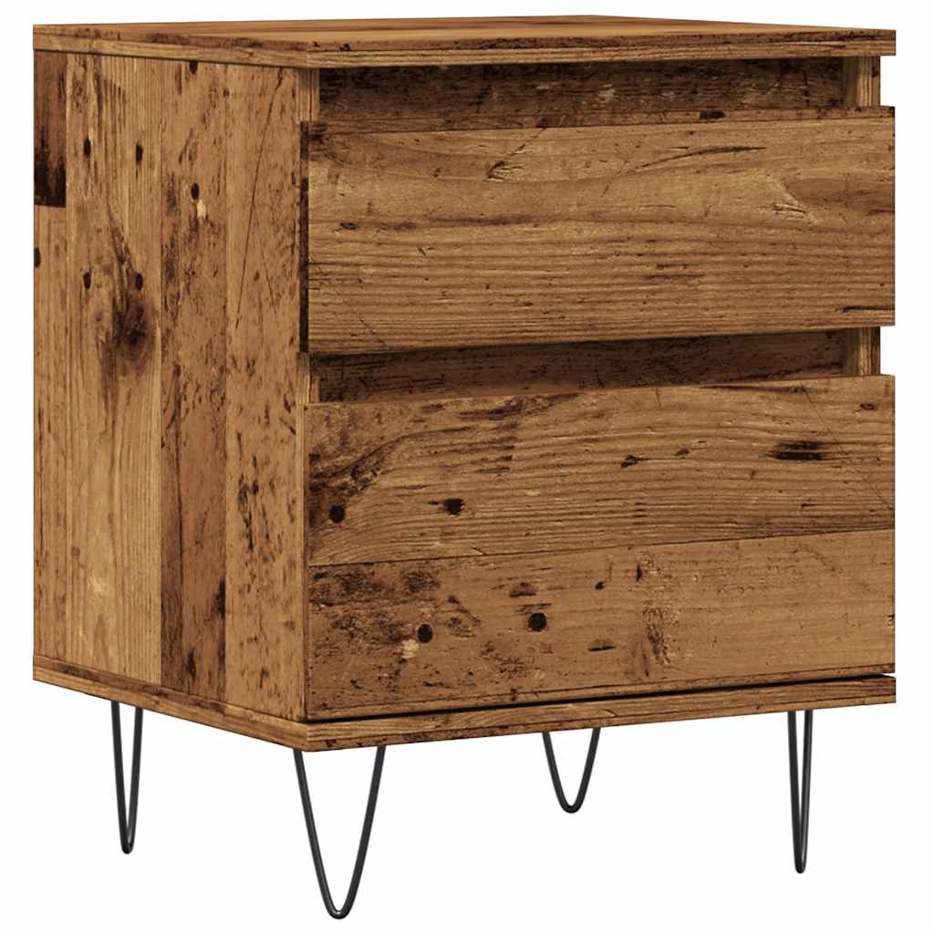 Mesita De Noche Madera Ingeniería Madera Envejecida 40x35x50 Cm_0