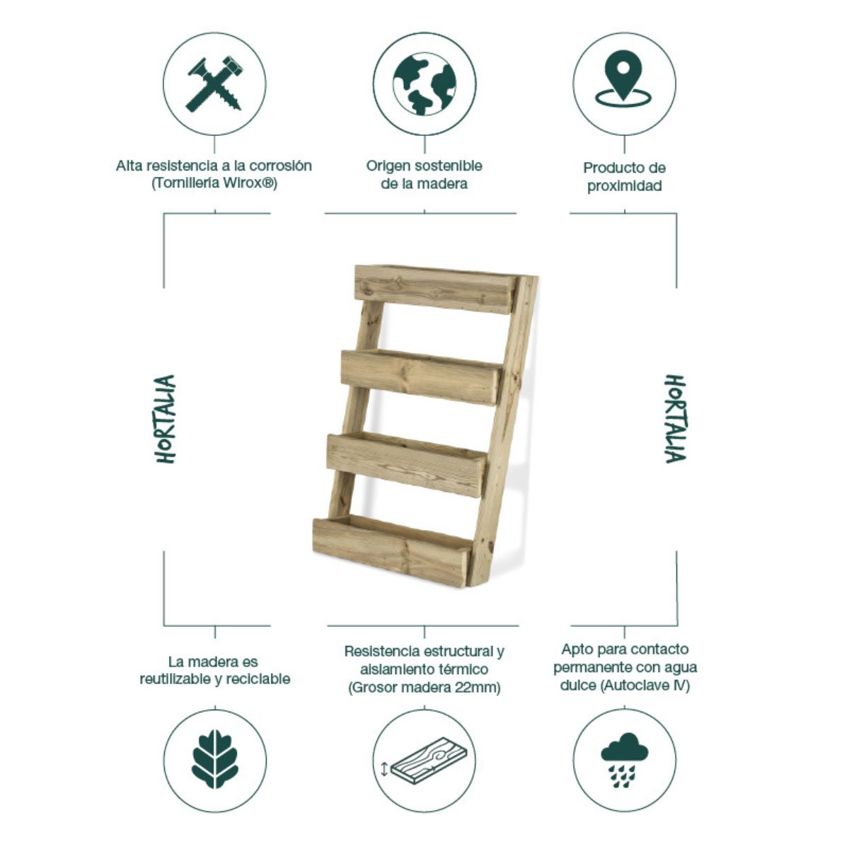 Jardín vertical suelo Stand Line Floor 4 Bandejas Hortalia