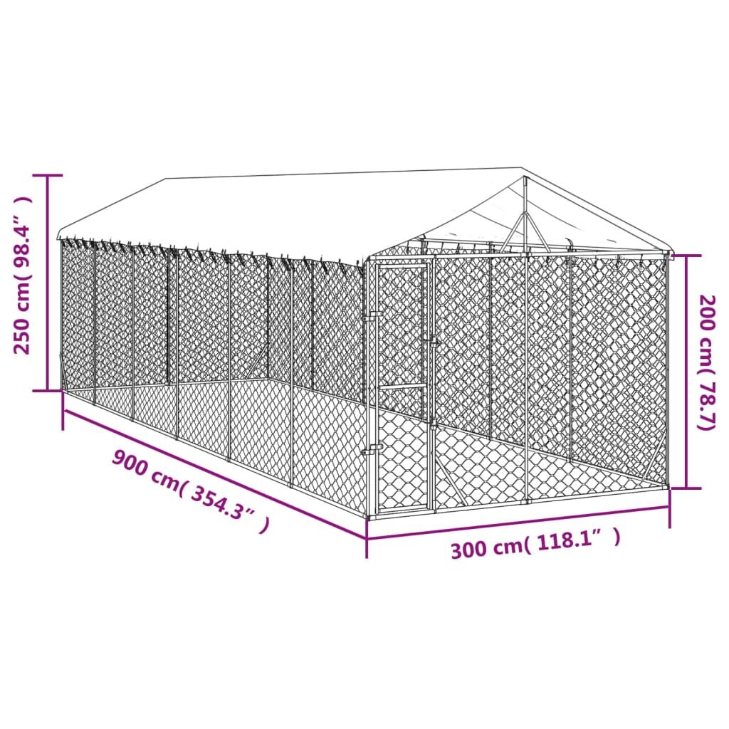 Vidaxl Perrera De Exterior Con Techo Acero Galvanizado Plata 3x9x2,5 M_3