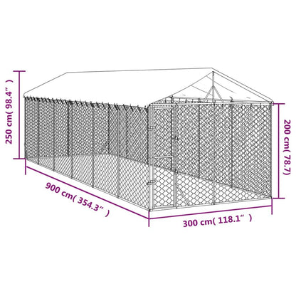Vidaxl Perrera De Exterior Con Techo Acero Galvanizado Plata 3x9x2,5 M_3