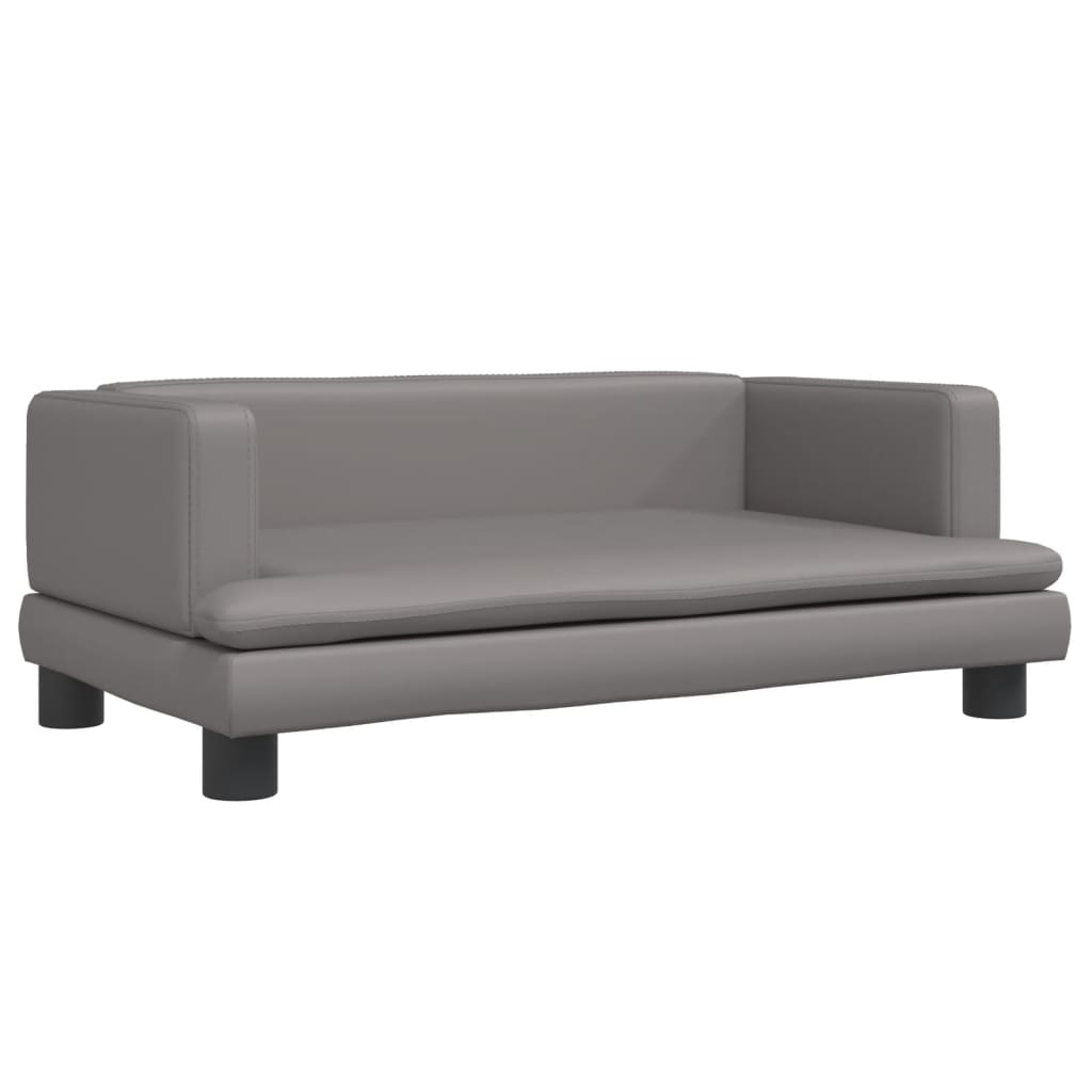 Cama Para Perros De Cuero Sintético Gris 80x45x30 Cm / Vetonek_3