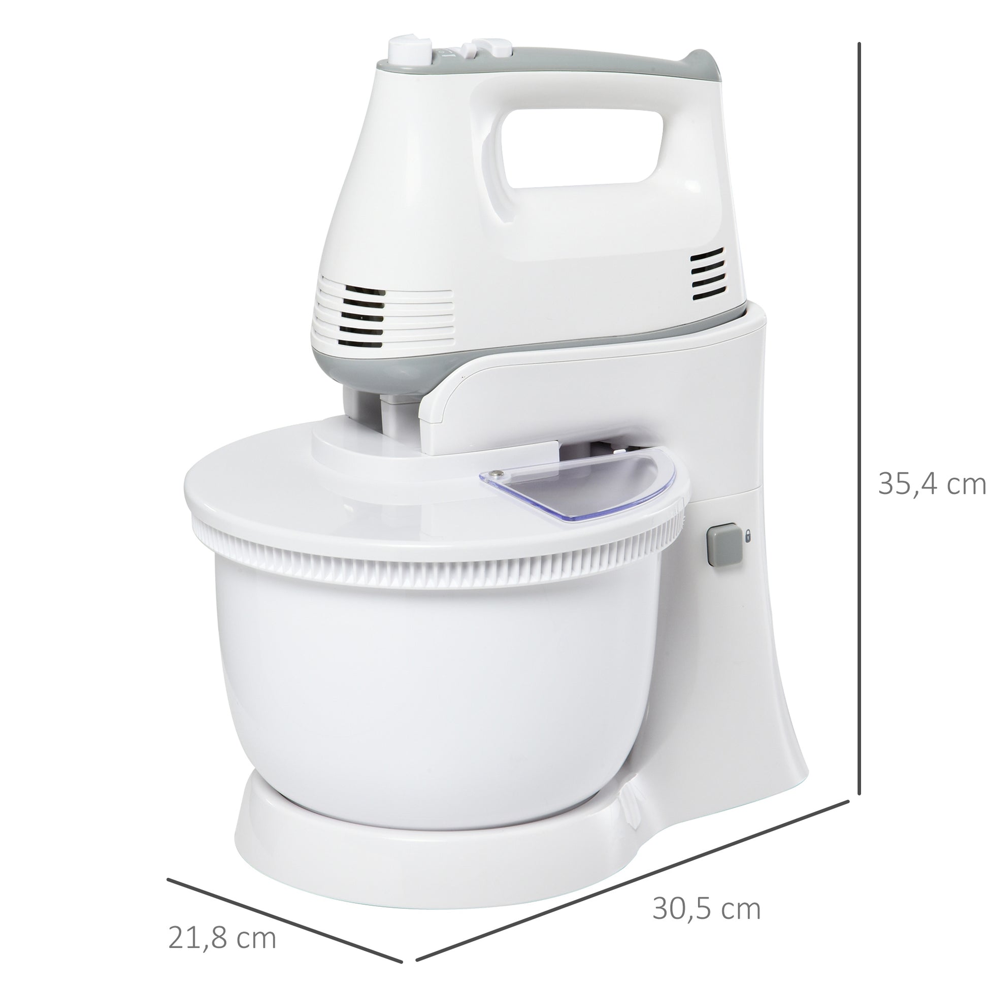 Homcom Batidora Amasadora Repostería 3.4 L 6 Velocidades 300w Acero Inoxidable_2