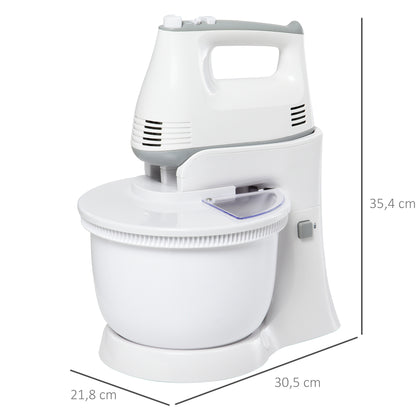 Homcom Batidora Amasadora Repostería 3.4 L 6 Velocidades 300w Acero Inoxidable_2