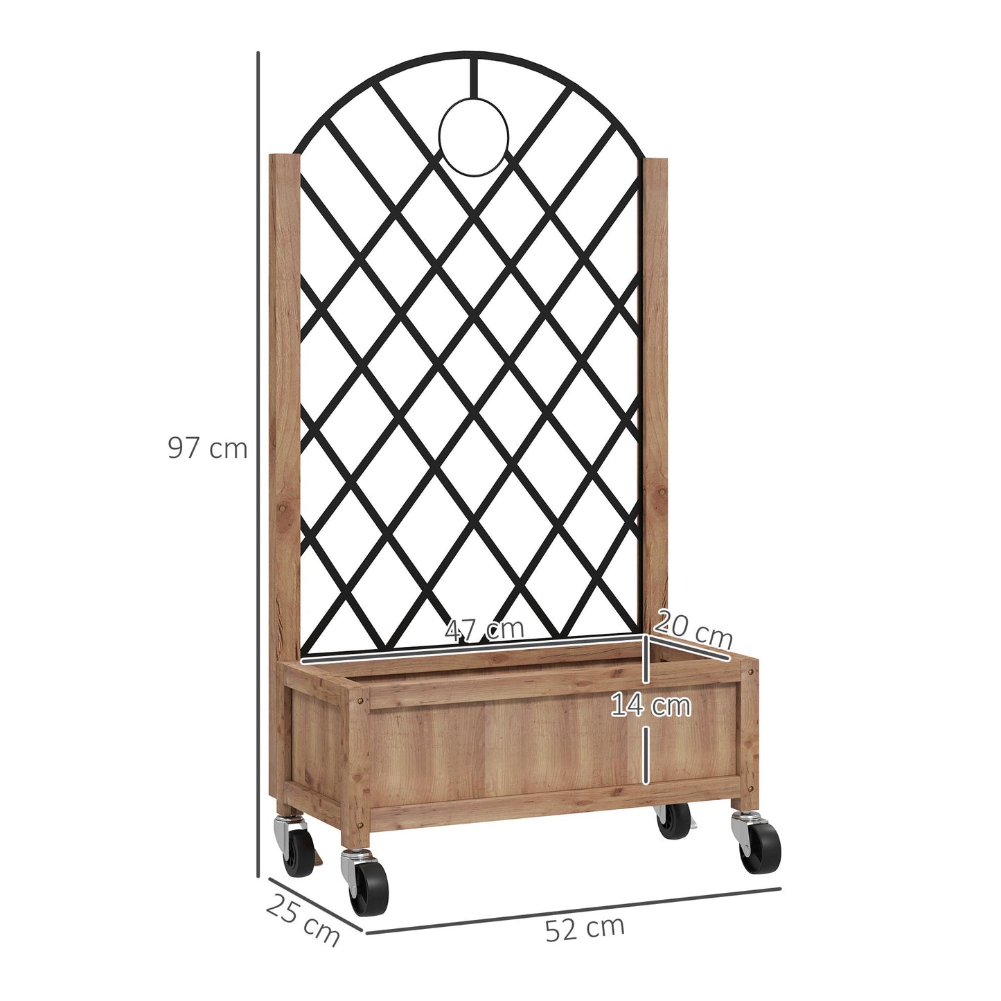 Outsunny Juego De 2 Jardineras Con Enrejado Metálico 52x25x97 Cm Natural_2