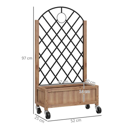 Outsunny Juego De 2 Jardineras Con Enrejado Metálico 52x25x97 Cm Natural_2