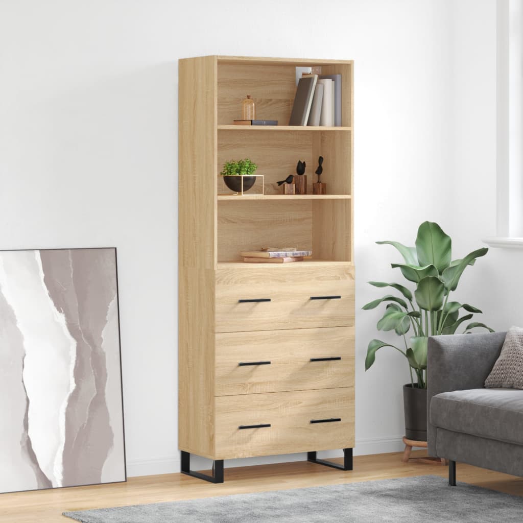 Aparador Alto Madera Contrachapada Color Roble 69,5x34x180 Cm_0
