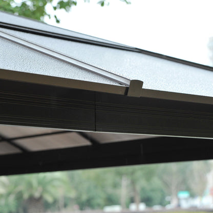 Outsunny Cenador Jardín 4,2x3,6m Techo De Policarbonato Y 4 Cortinas Mosquiteras_3