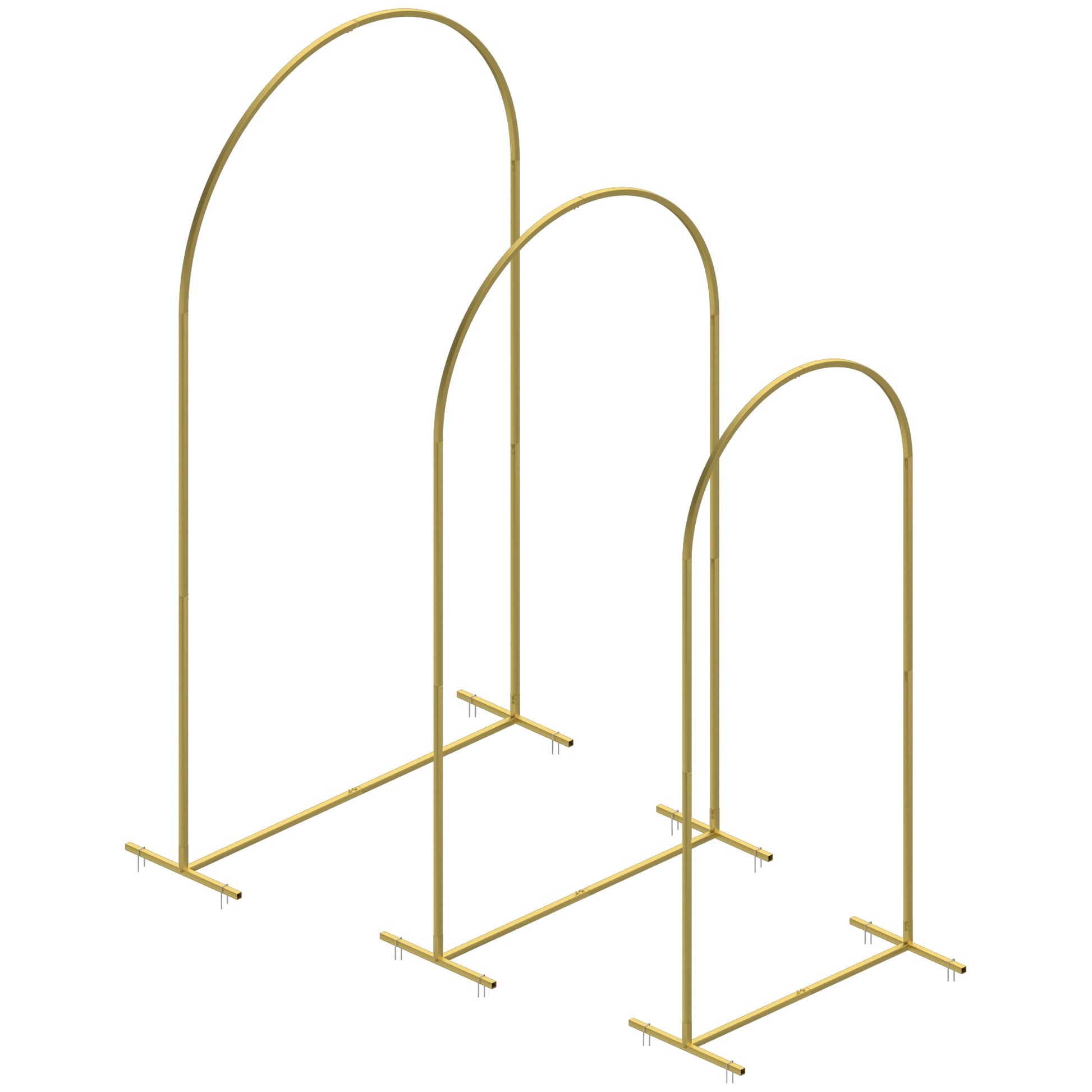 Outsunny Set De 3 Arcos De Jardín Para Rosas De Metal De 220/200/180 Cm Dorado_4