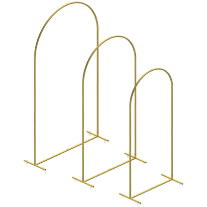 Outsunny Set De 3 Arcos De Jardín Para Rosas De Metal De 220/200/180 Cm Dorado_4