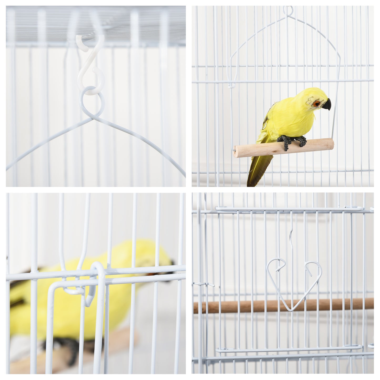 Pawhut Jaula Para Pájaros Con Puertas Comederos Y Bandeja 47,5x36x91 Cm Blanco_4