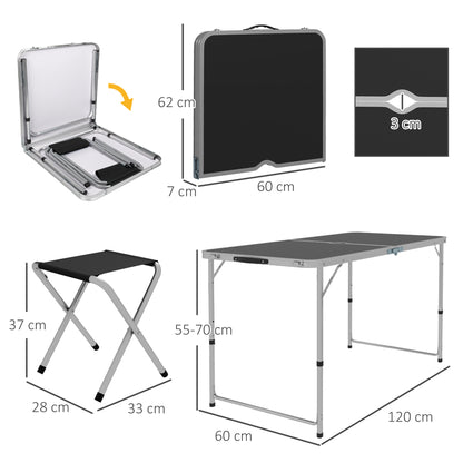 Outsunny Mesa Para Camping Plegable Con Sillas De 5 Piezas Negro_2