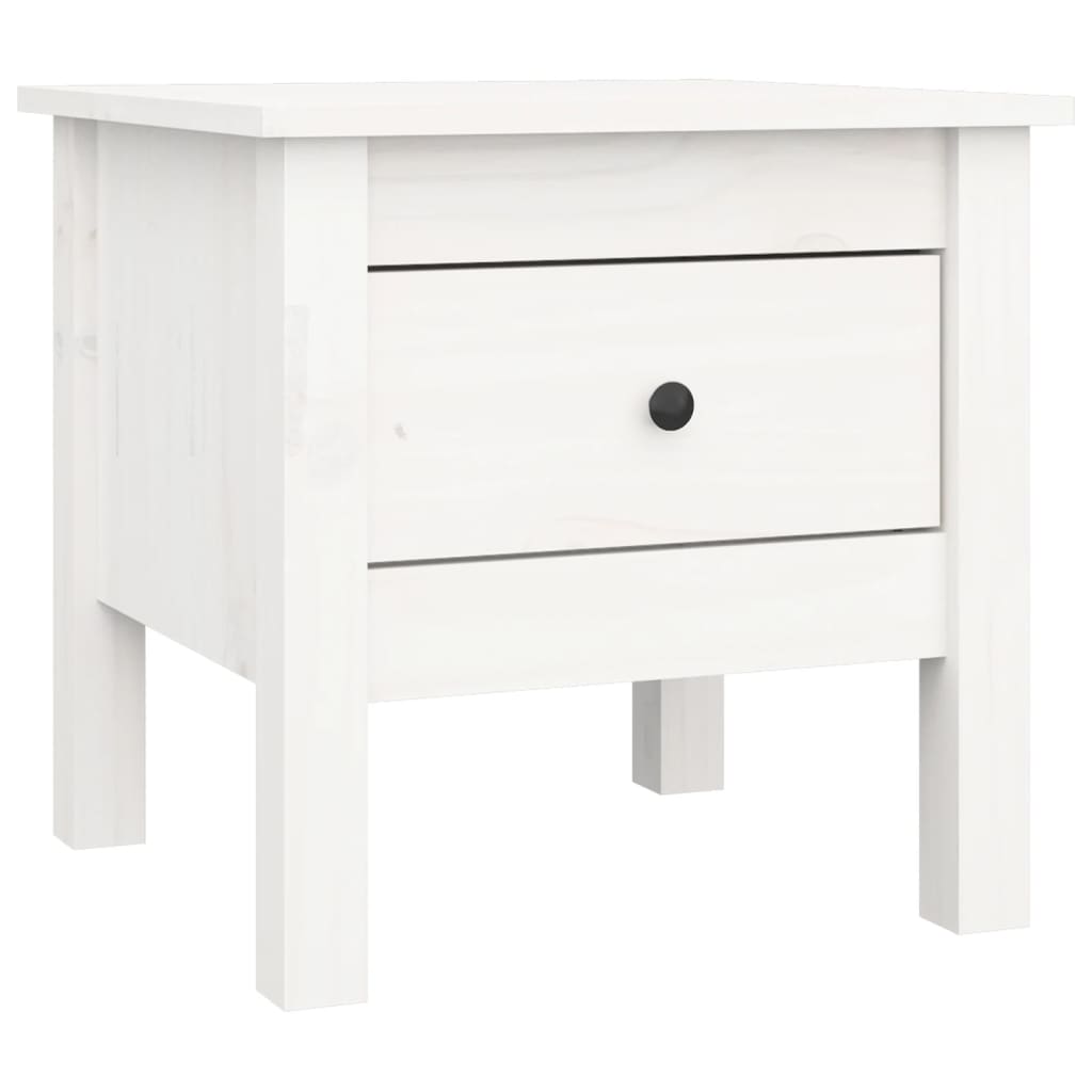Mesa Auxiliar 2 Uds De Madera Maciza De Pino Blanco 40x40x39 Cm_1