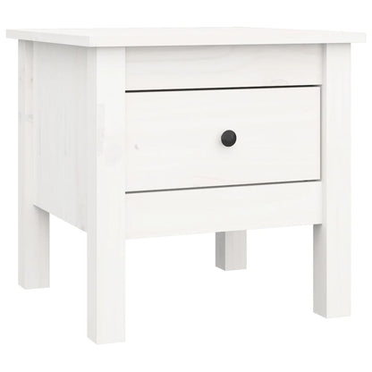 Mesa Auxiliar De Madera Maciza De Pino Blanco 40x40x39 Cm_0