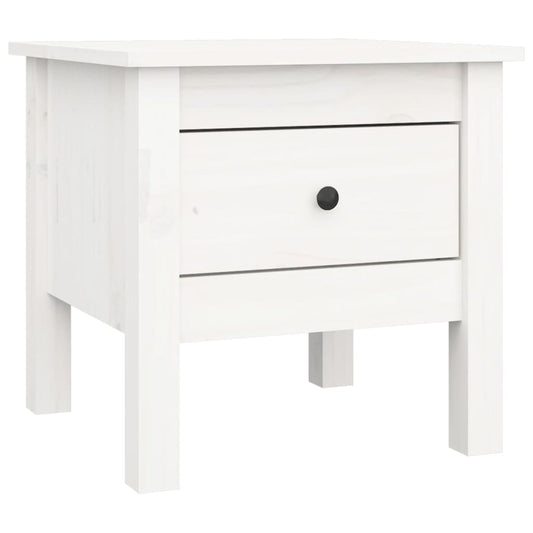 Mesa Auxiliar De Madera Maciza De Pino Blanco 40x40x39 Cm_0