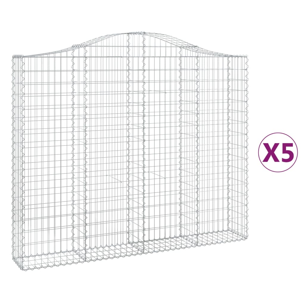 Cestas Gaviones 5 Uds Forma De Arco Hierro 200x30x160/180 Cm_0