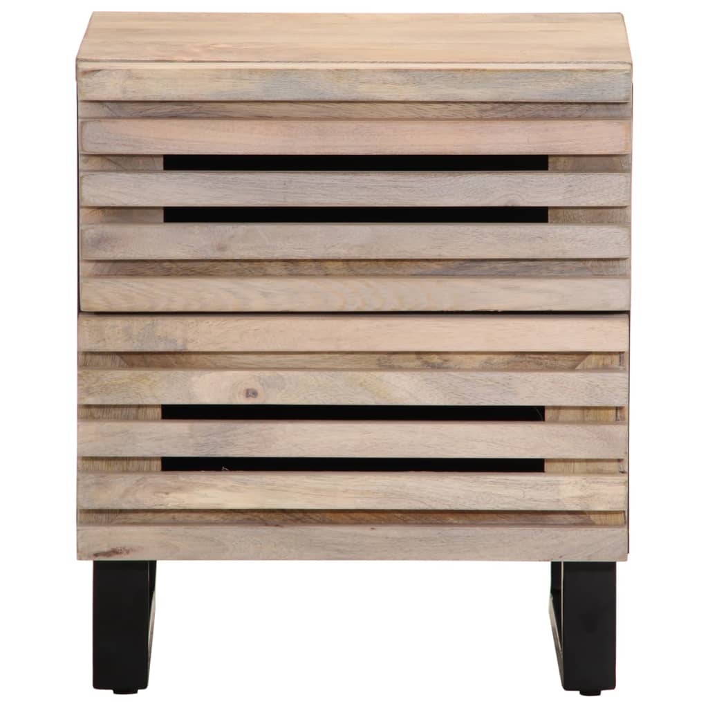Mesita De Noche Madera Maciza Mango Blanqueado 40x34x46 Cm_1