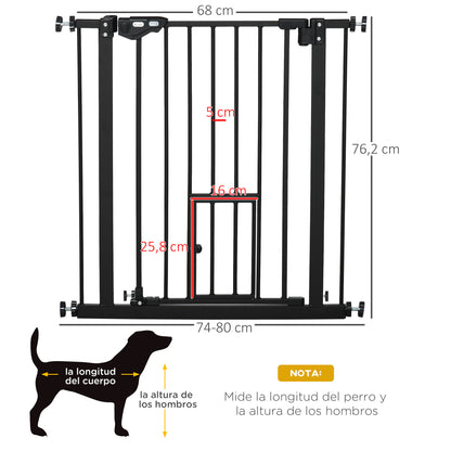 Pawhut Barrera De Seguridad Para Perros Extensible 74-80x76,2 Cm Negro_2
