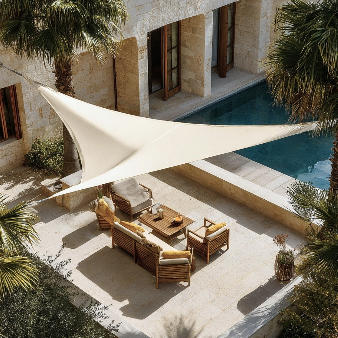 Malla De Sombreo Triangular Sunnet Kit Elast 3,4x3,4x3,4m Beige Nortene_4