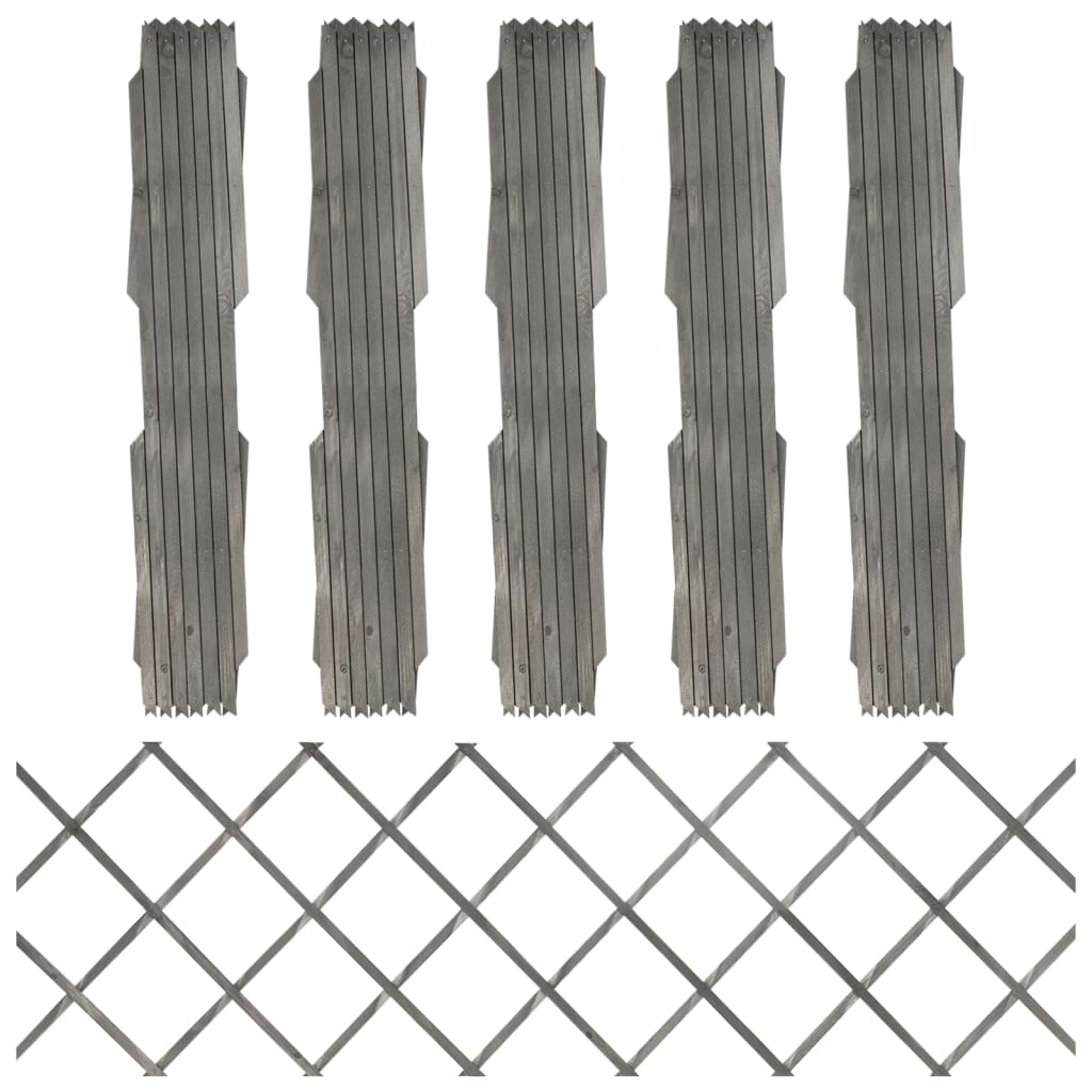 Vallas Enrejado 5 Uds Madera Maciza De Abeto Gris 180x60 Cm / Vetonek_2