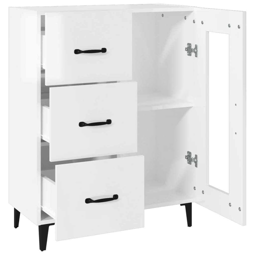 Aparador De Madera Contrachapada Blanco Brillante 69,5x34x90 Cm / Vetonek_3