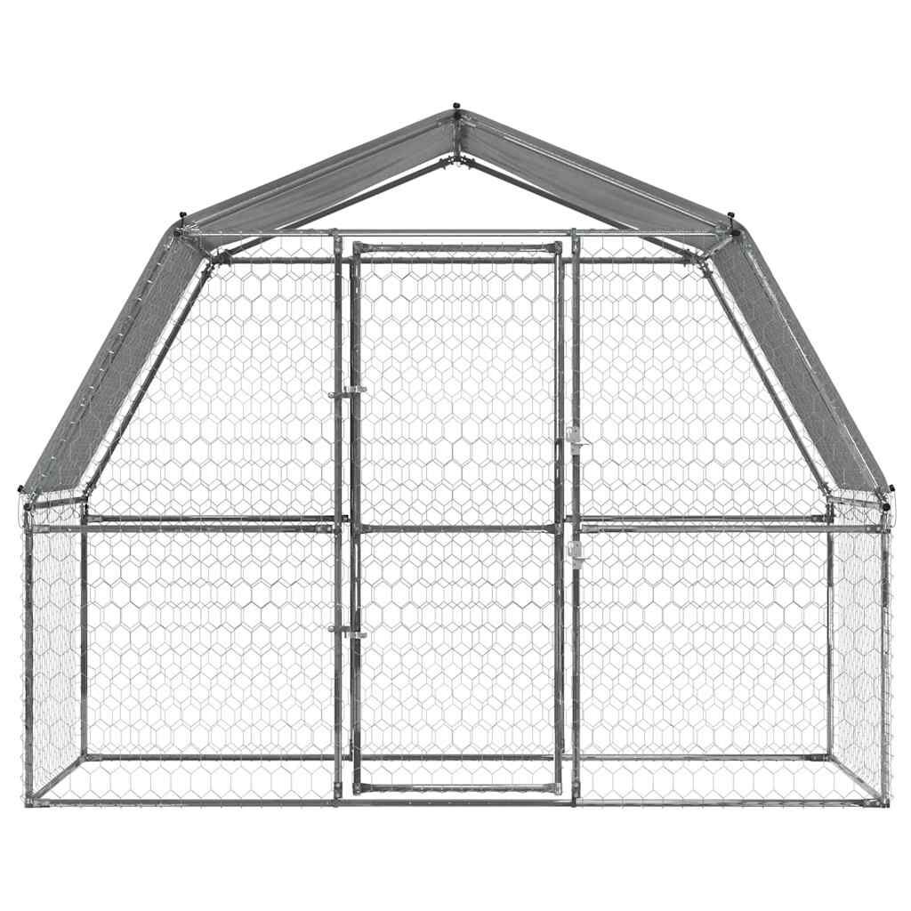 Vidaxl Jaula Para Perros Con Techo Y Puerta Acero Galvanizado Plateado_3