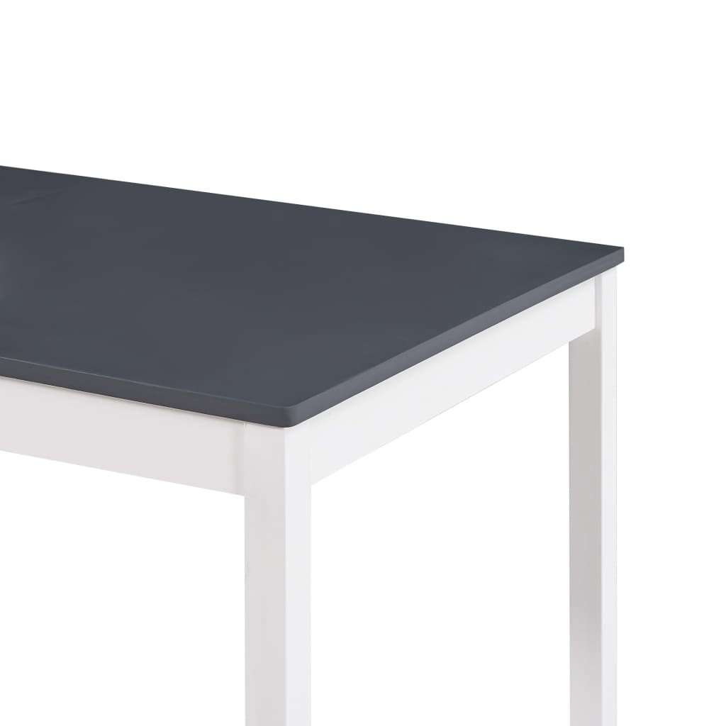 Mesa De Comedor De Madera De Pino Blanco Y Gris 180x90x73 Cm_2
