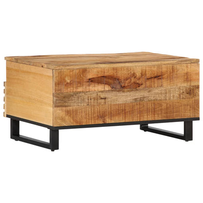 Mesa De Centro De Madera Maciza De Mango Rugosa 80x55x40 Cm_2