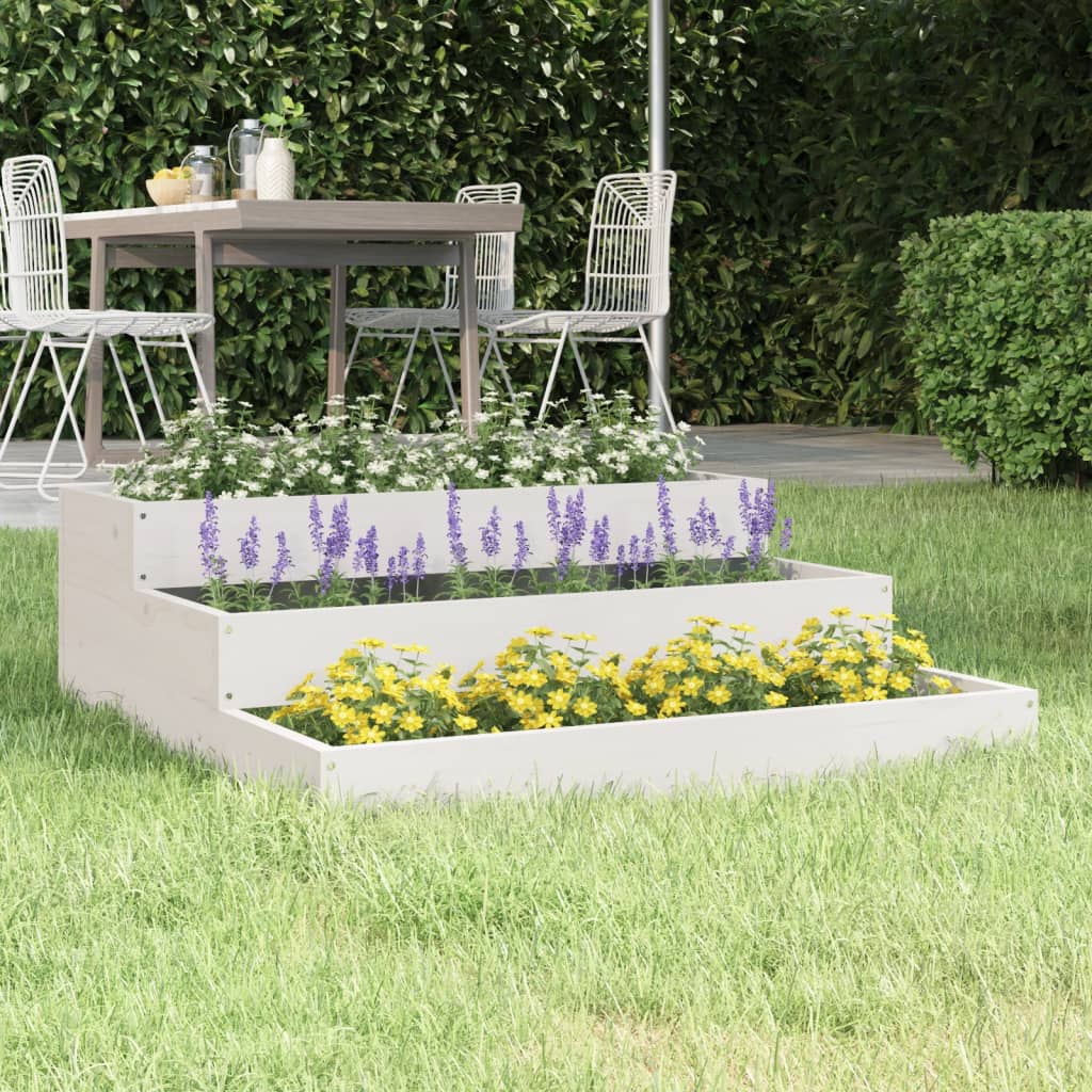 Jardinera De Madera Maciza De Pino Blanco 78x78x27 Cm_1
